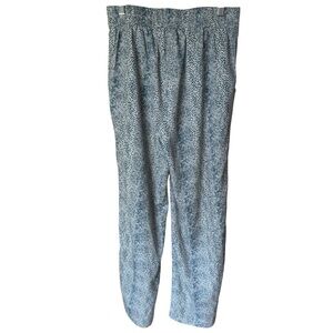 Bobeau Blue White Abstract Print Pull On Pants with Pockets Size M‎